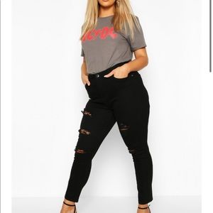 Boohoo ripped black skinny jeans